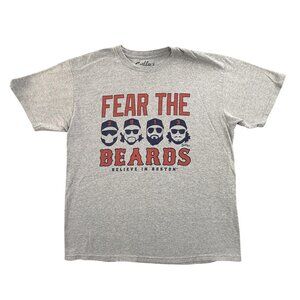 Boston Redsox Shirt Mens XL Gray Fear The Beards 2013 Believe In Boston Sully